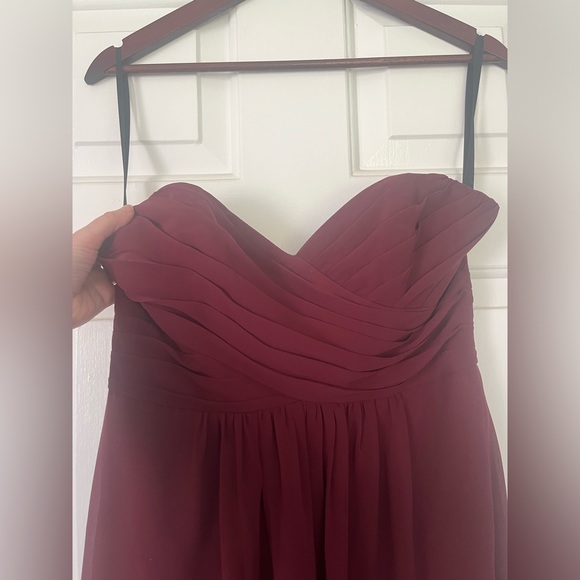 Brideside Burgundy Strapless Bridesmaid Dress - Picture 4 of 6